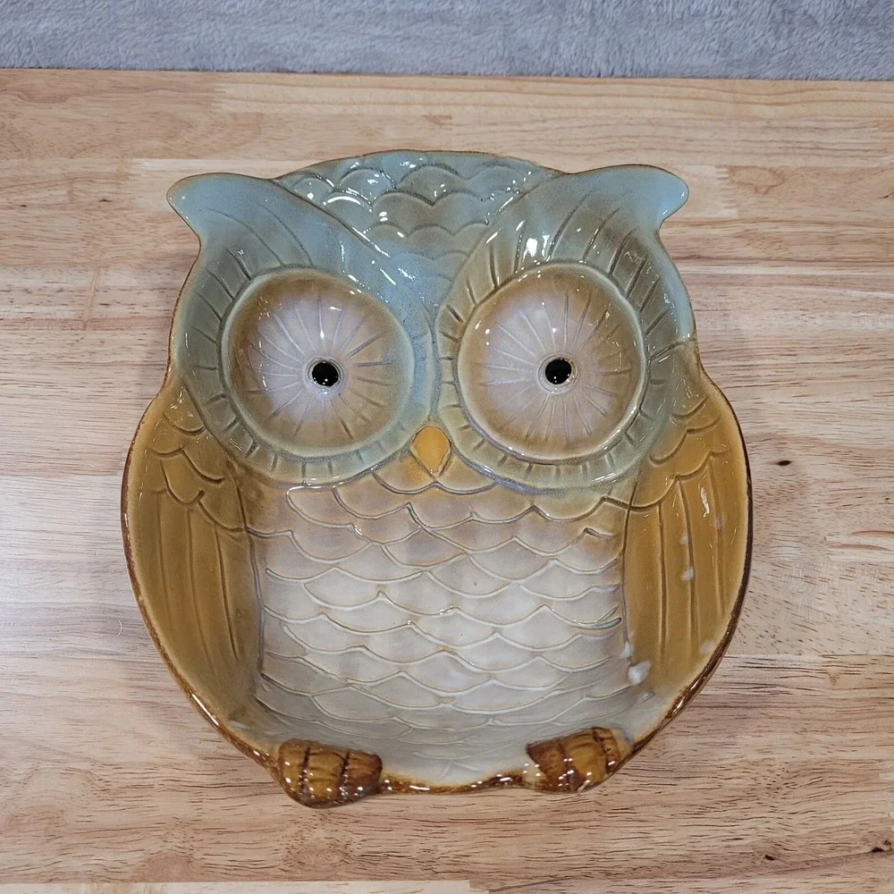 Owl Stoneware Serving Platter Microwave safe Cottagecore Country Decor